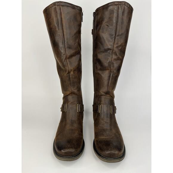 Baretraps Sophy Brown Riding Boots Women’s 7.5M Faux Leather Tall Zip Equestrian - Picture 2 of 9
